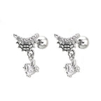 CZ Dangle Spider Web Thin Gauge Ear Studs