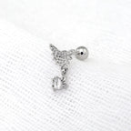 CZ Dangle Spider Web Thin Gauge Ear Studs