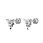 20G Fluid Art Heart CZ Ear Studs