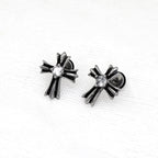 Chrome Hearts CZ Cross Stainless Steel Ear Studs