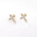 20G Thin Gauge CZ Crux Ear Studs