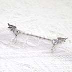 Wing CZ Pendant stainless steel Industrial Barbell