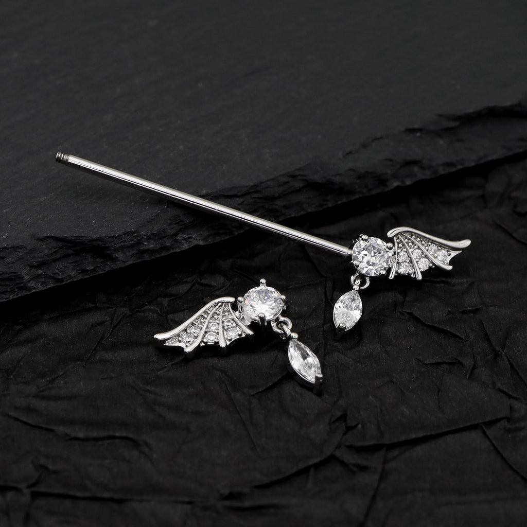 Wing CZ Pendant stainless steel Industrial Barbell