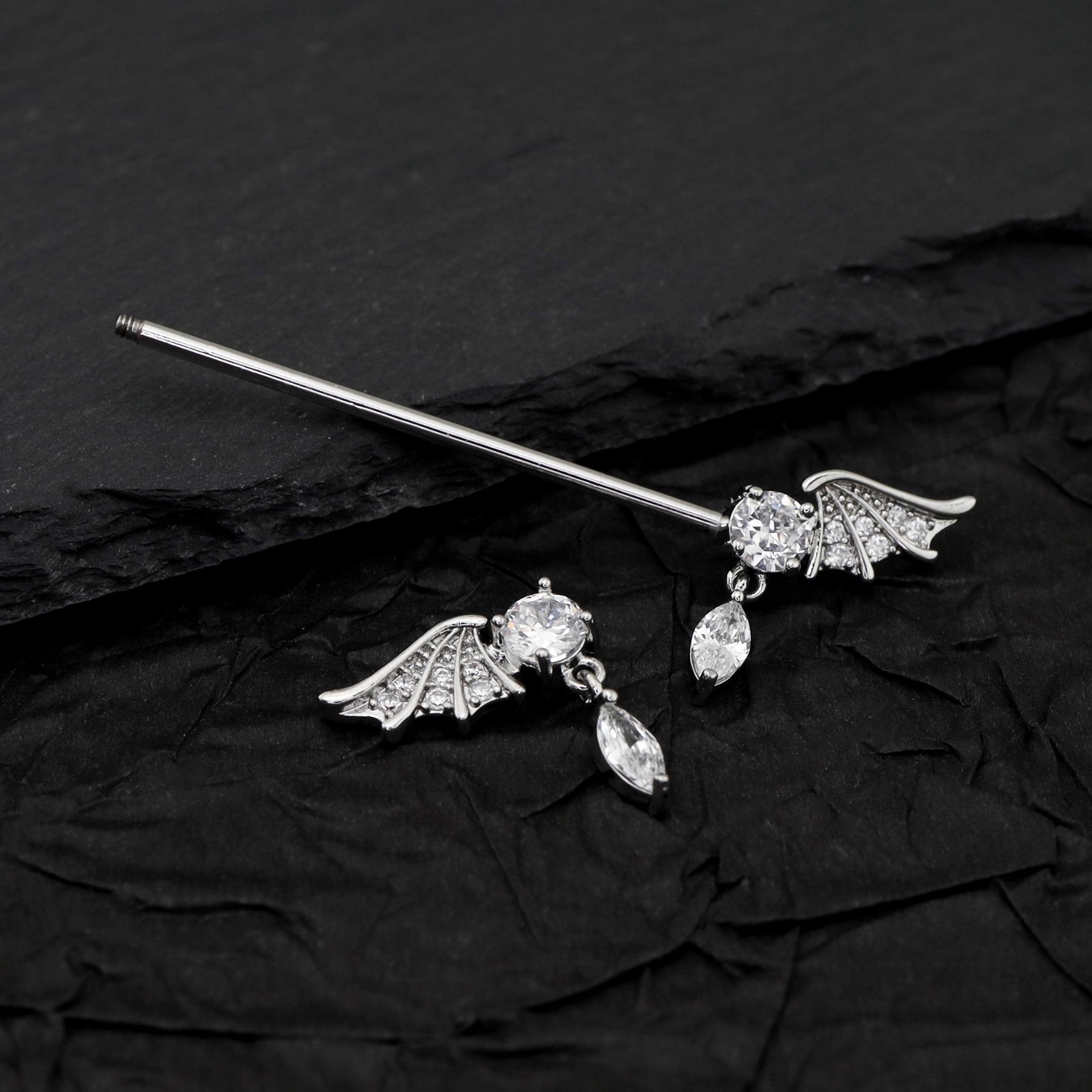 Wing CZ Pendant stainless steel Industrial Barbell
