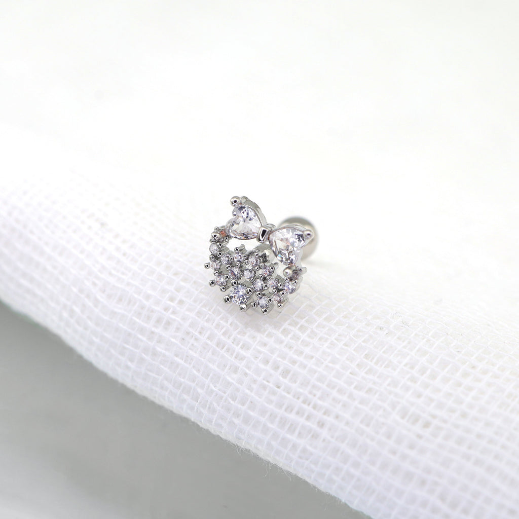 20G Thin Bow Floral Halo Ear Studs