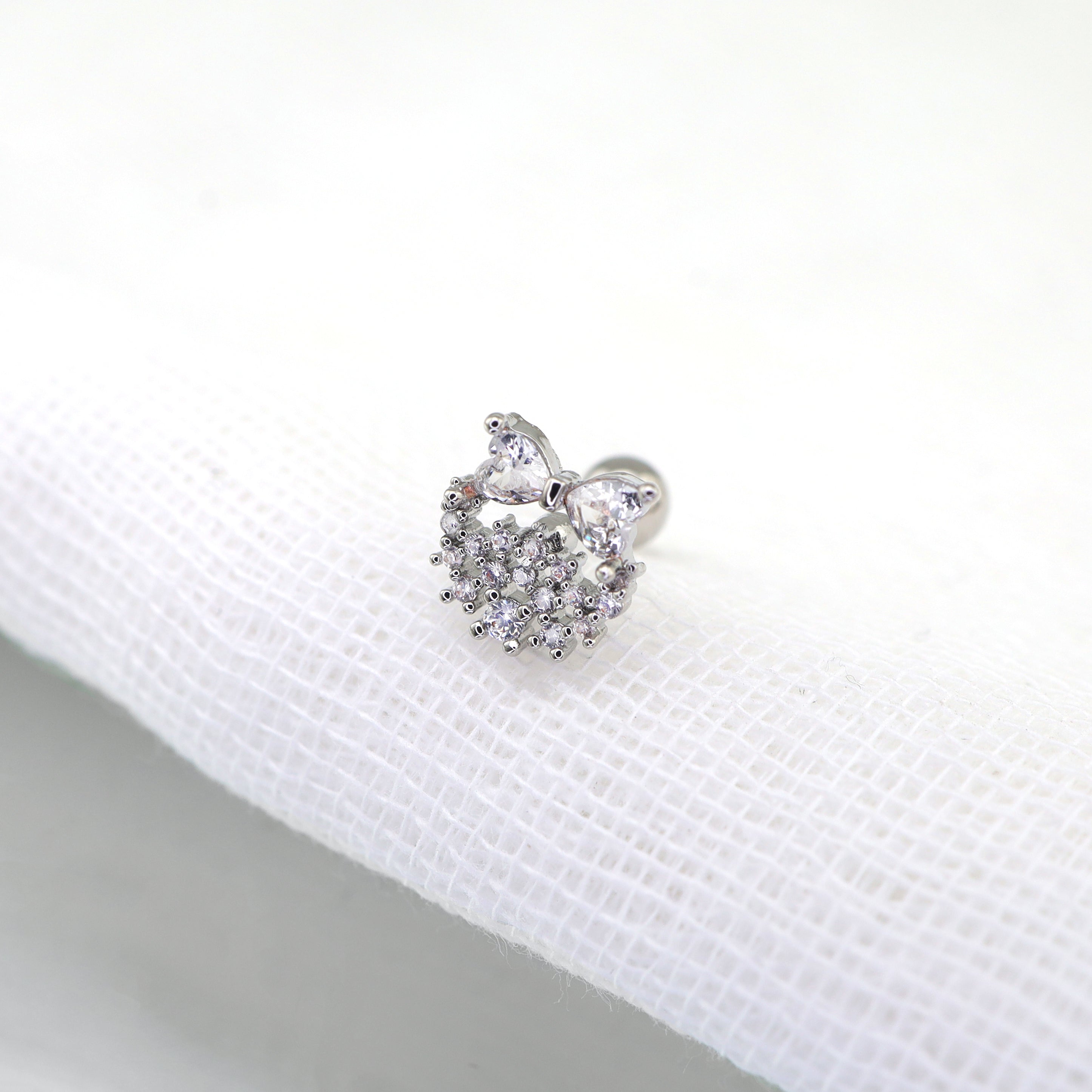 20G Thin Bow Floral Halo Ear Studs