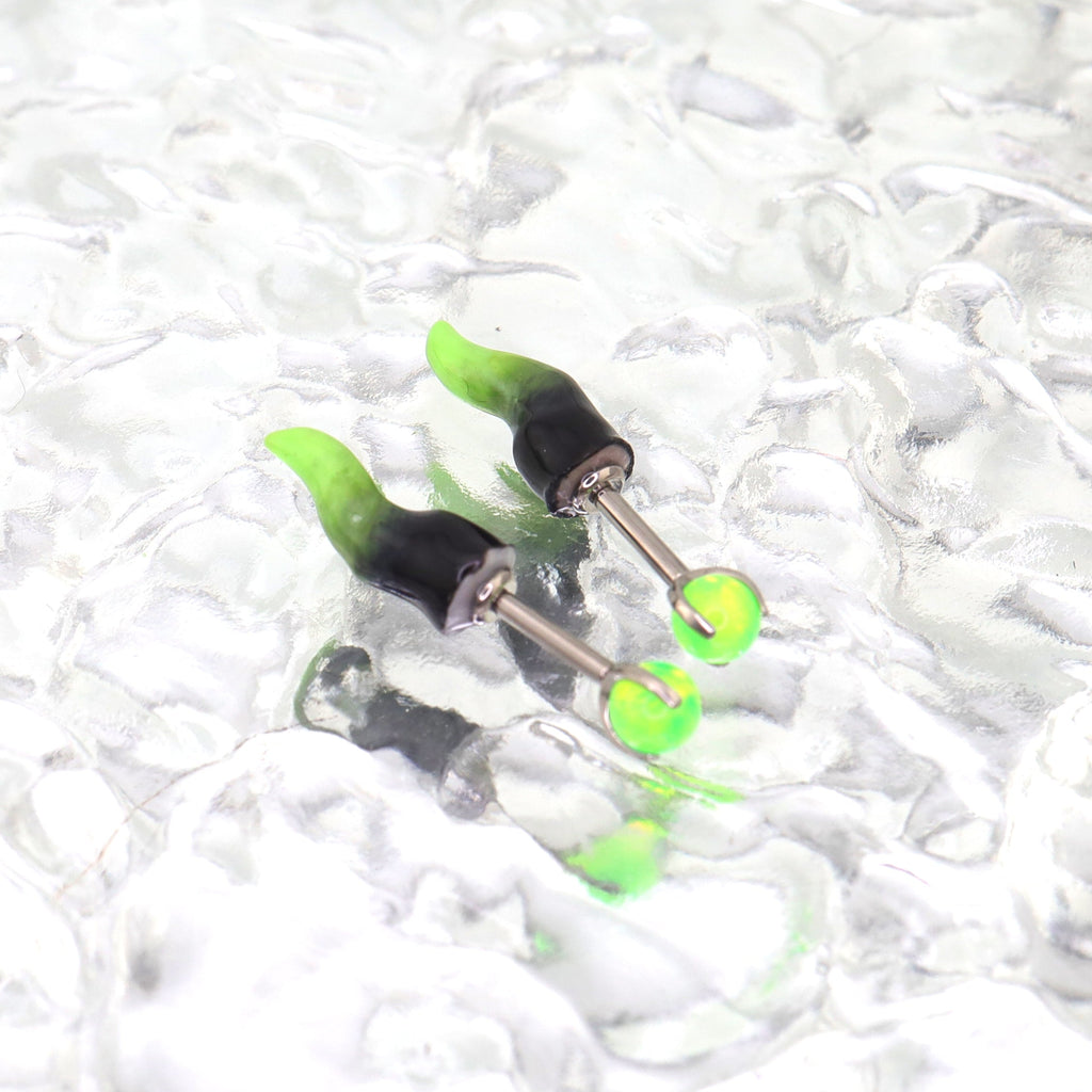 PAIR OF Satan Demon Horn Titanium Cartilage Studs