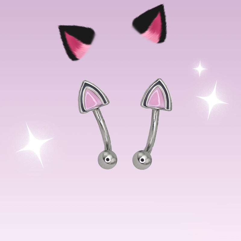 Oil Slick Cat Eye Brow stainless steel Studs