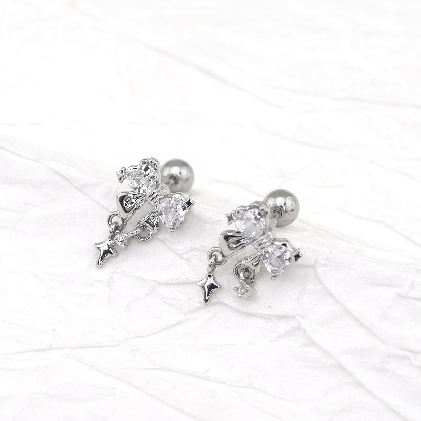 20G Thin Bow Dangle Ear Studs