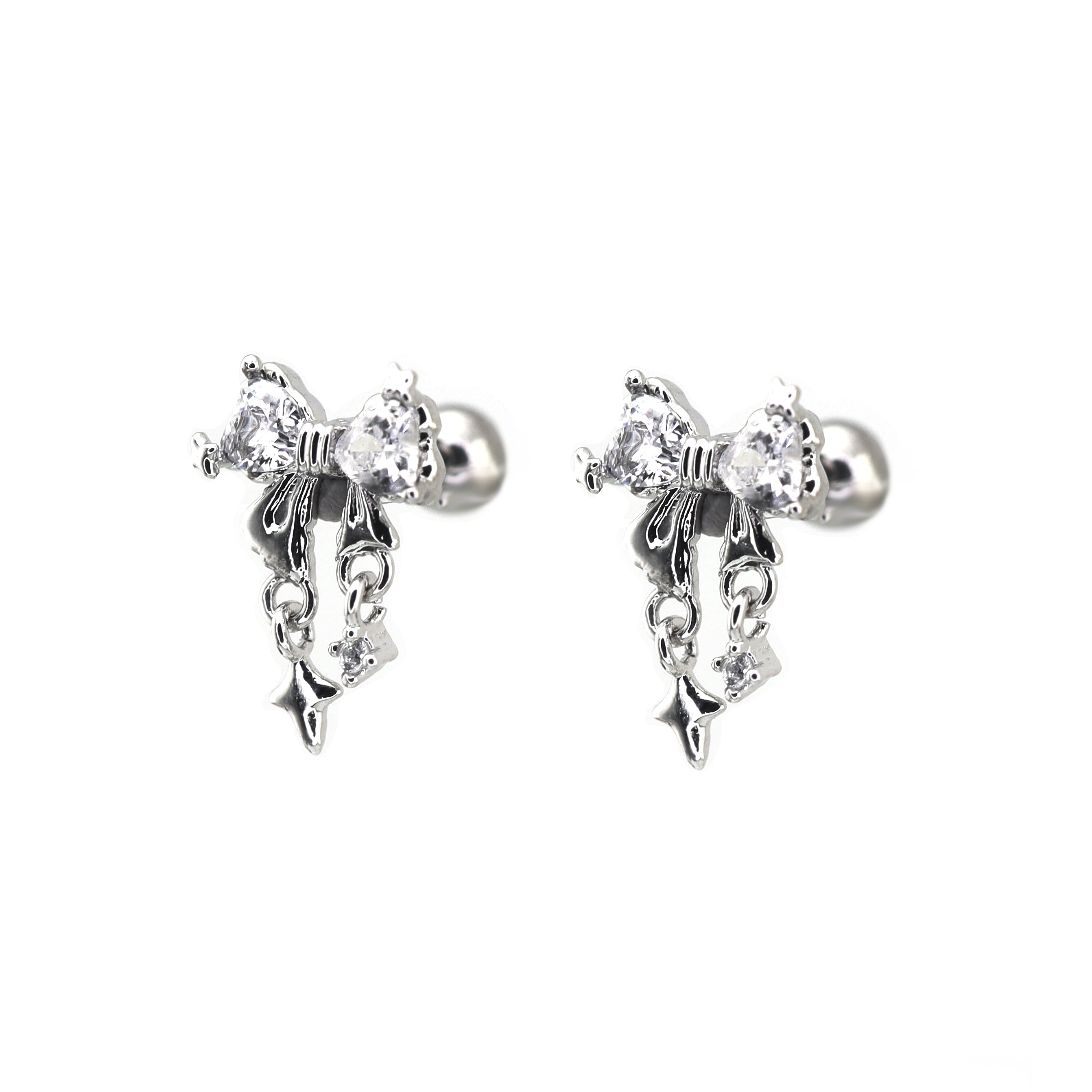 20G Thin Bow Dangle Ear Studs