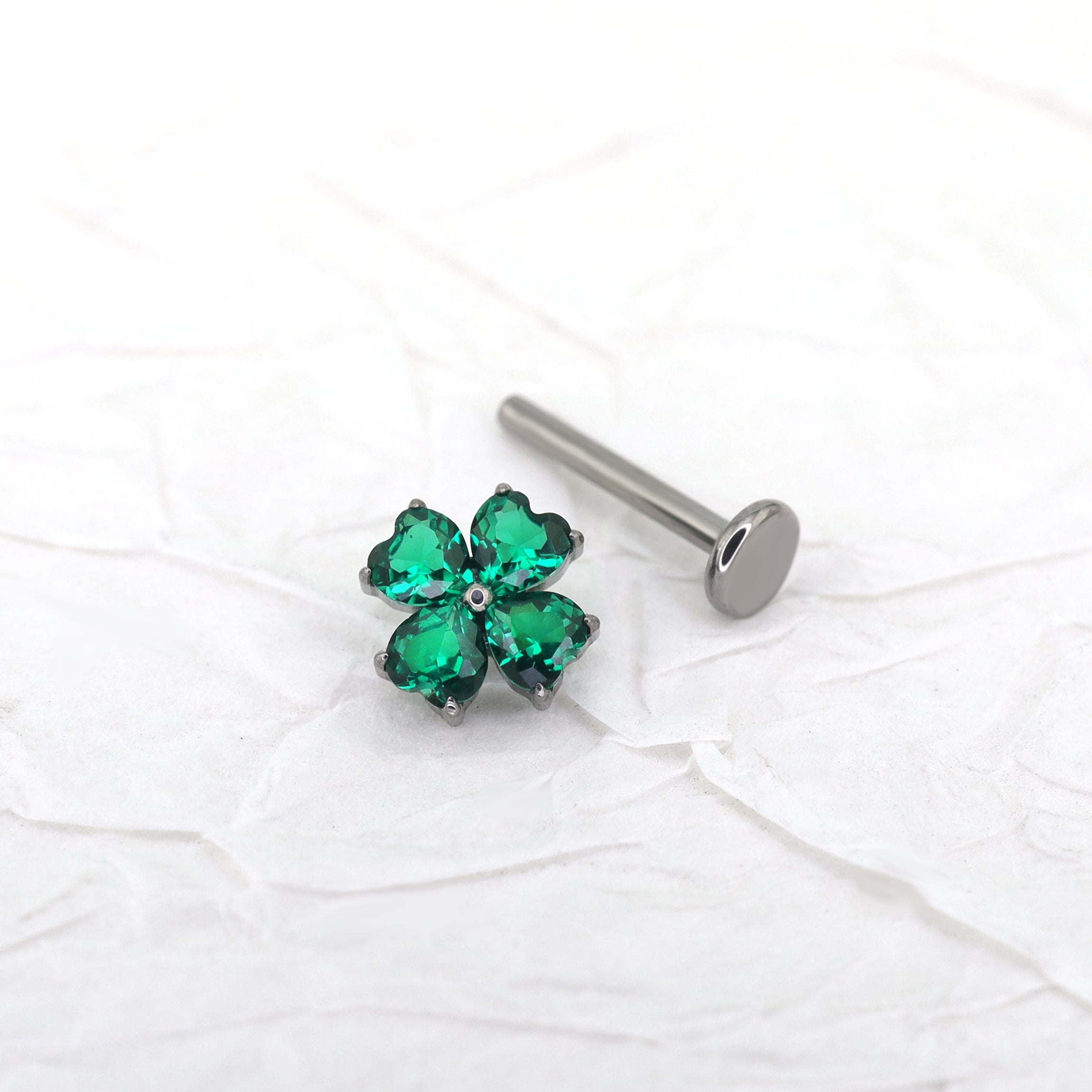 Green Clover Titanium Internally Threaded Studs