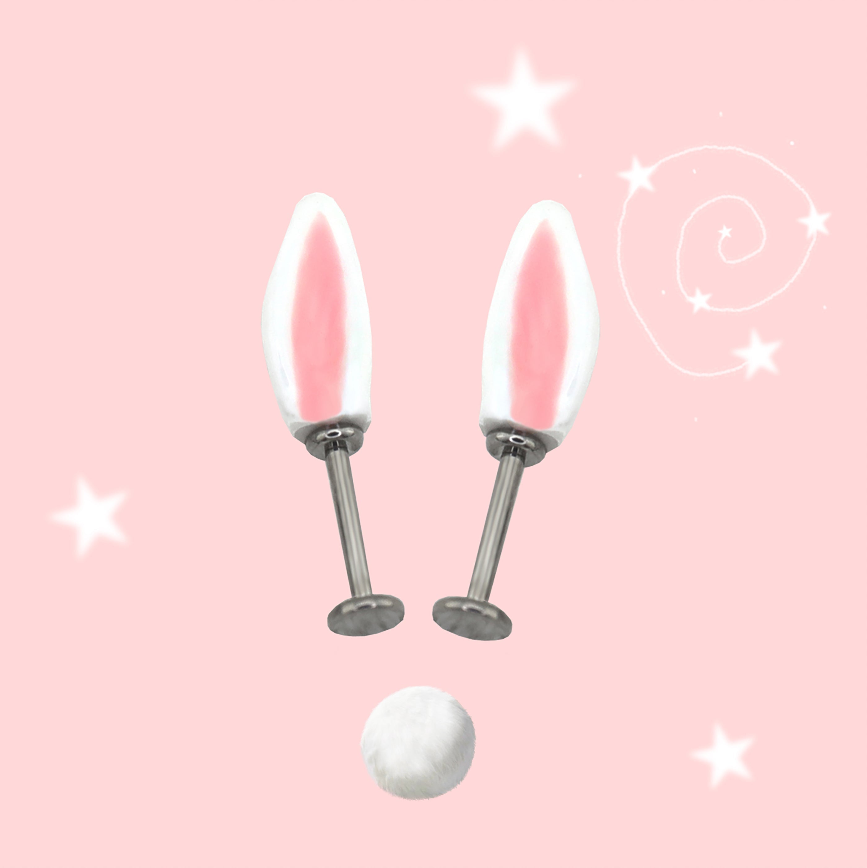 PAIR OF Bunny Ear Titanium Helix Studs