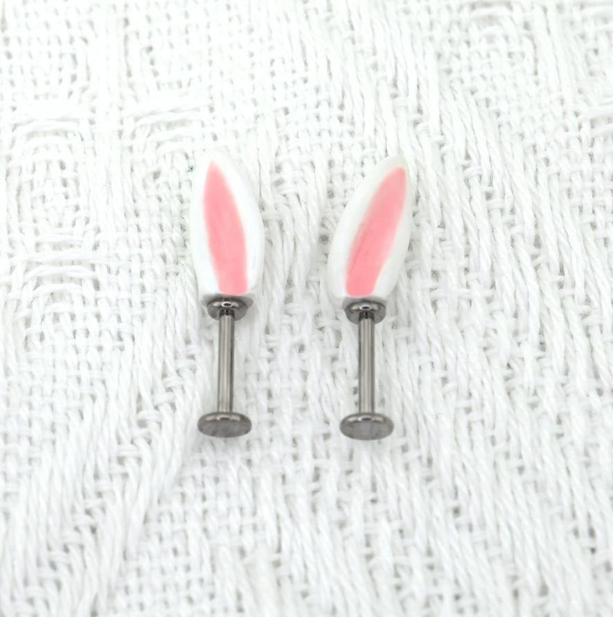 PAIR OF Bunny Ear Titanium Helix Studs