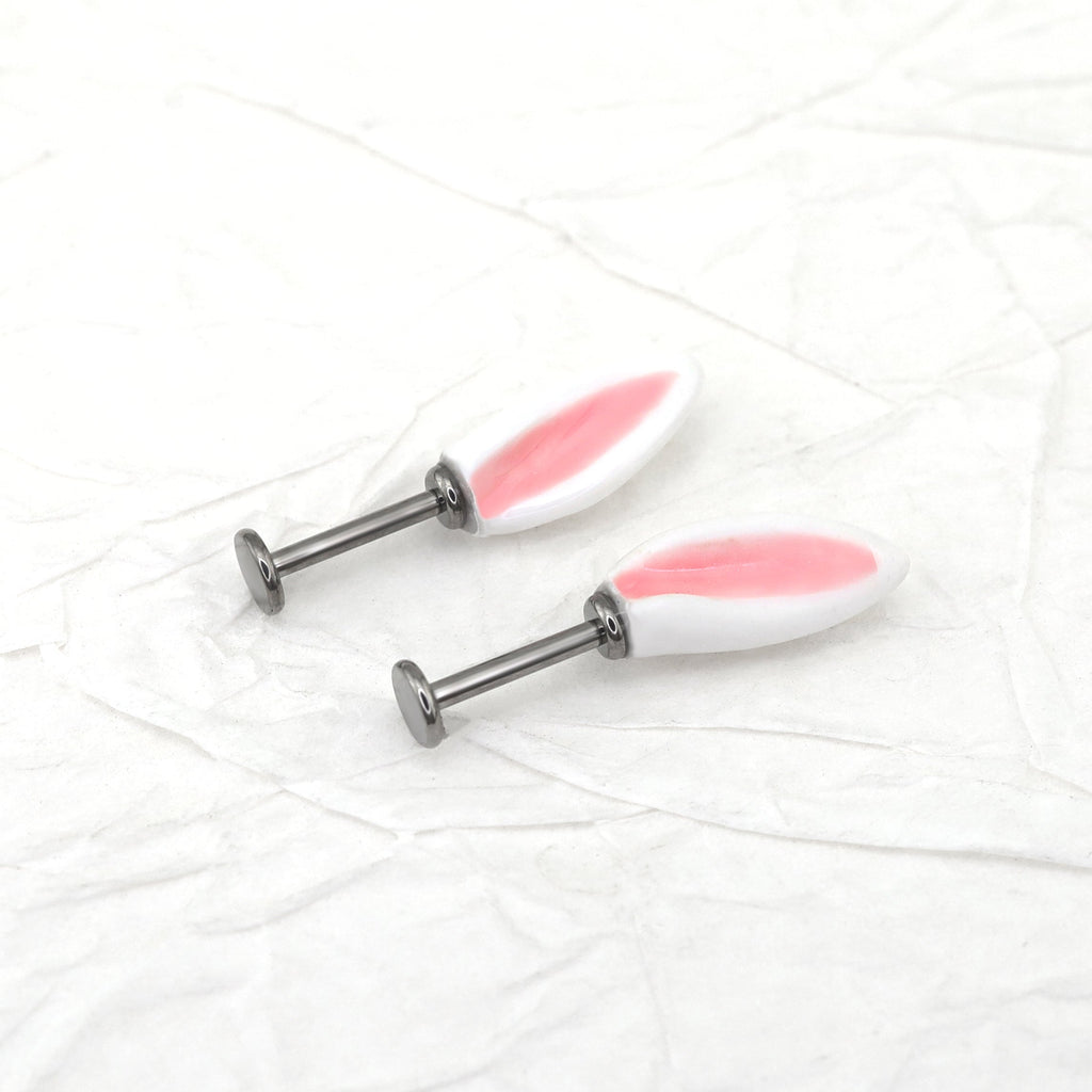 PAIR OF Bunny Ear Titanium Helix Studs