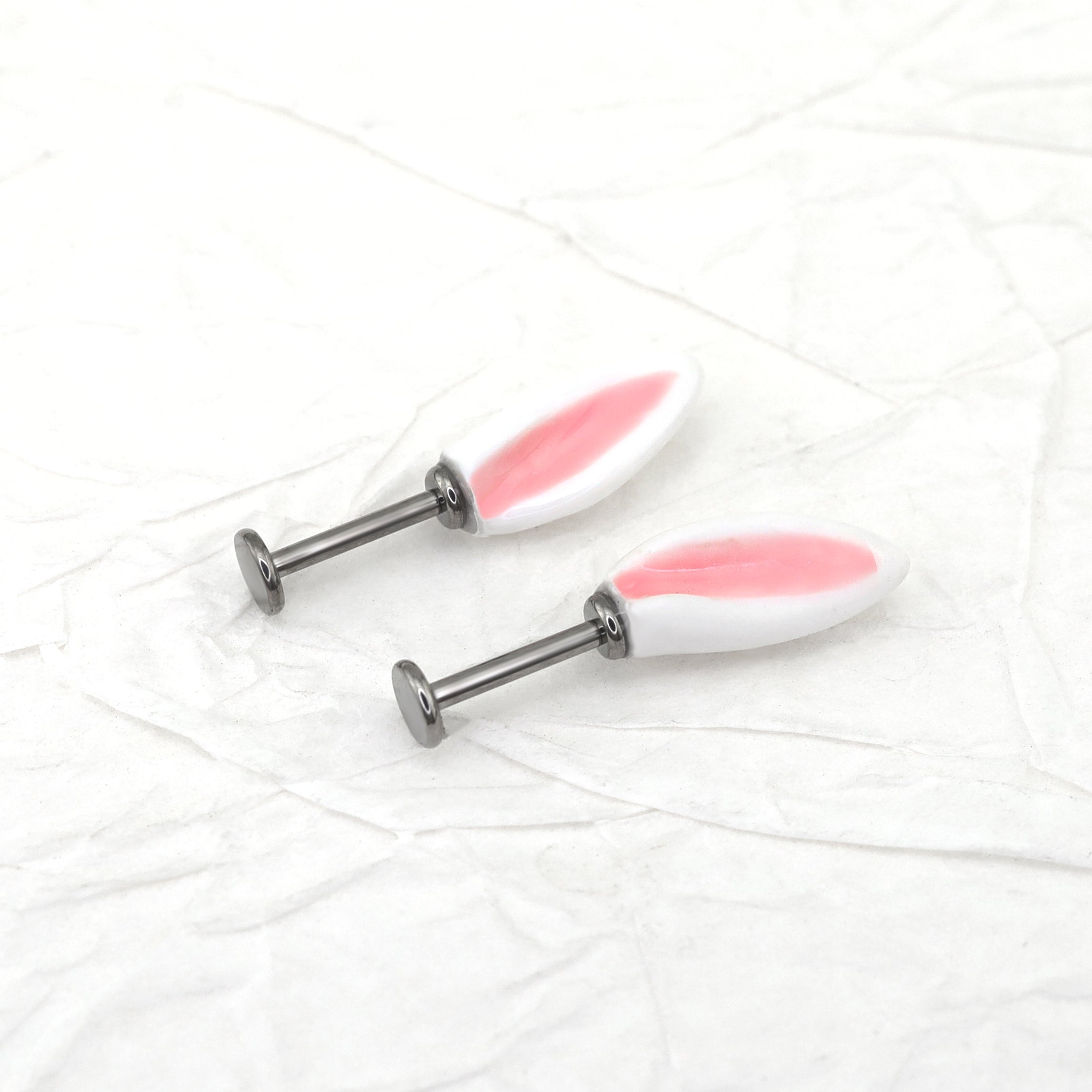 PAIR OF Bunny Ear Titanium Helix Studs