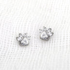 White CZ Cat Paw Titanium Studs