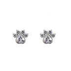 White CZ Cat Paw Titanium Studs