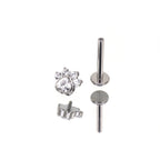 White CZ Cat Paw Titanium Studs