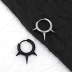 PAIR OF Black & White Spike stainless steel Ear Rings