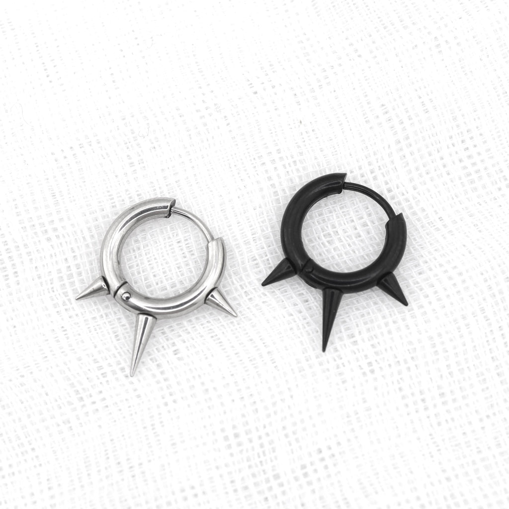PAIR OF Black & White Spike stainless steel Ear Rings