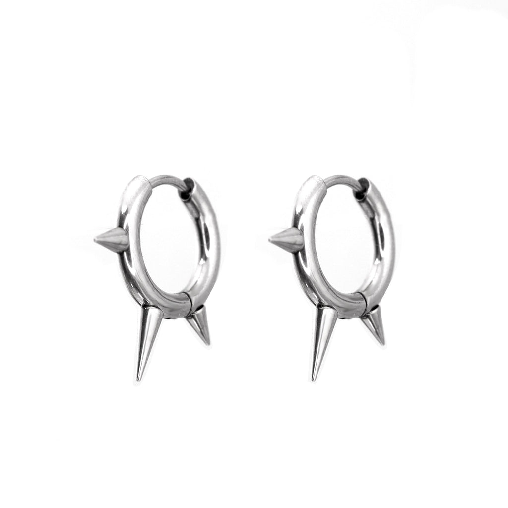 PAIR OF Black & White Spike stainless steel Ear Rings