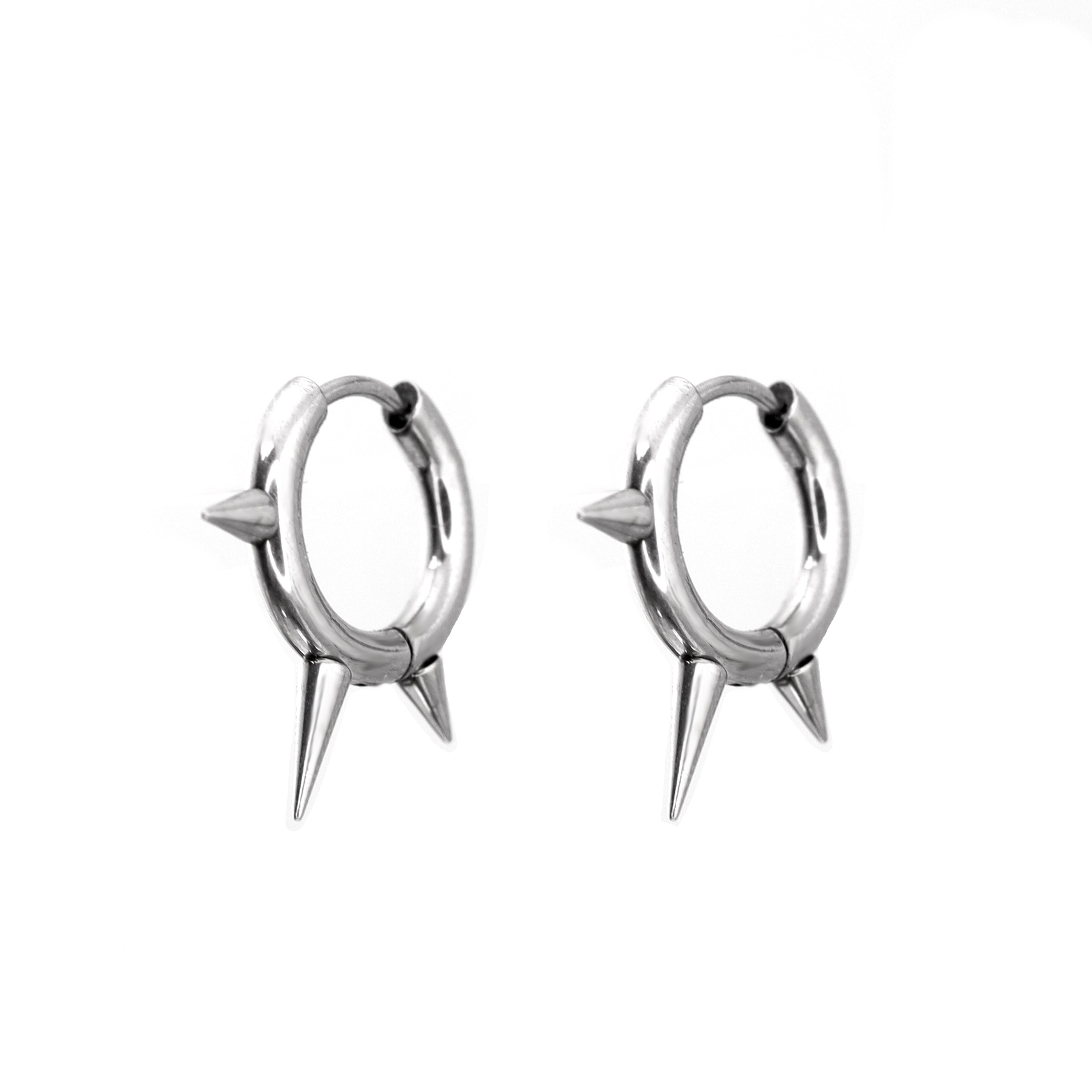 PAIR OF Black & White Spike stainless steel Ear Rings
