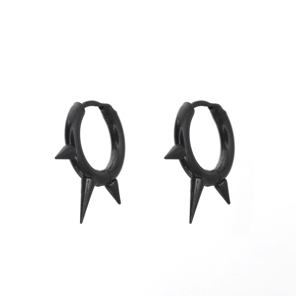 PAIR OF Black & White Spike stainless steel Ear Rings