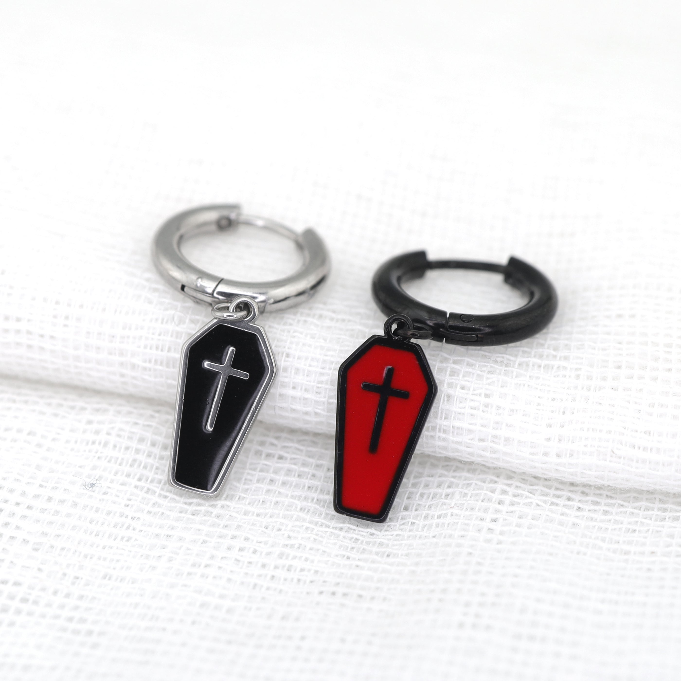 PAIR OF Coffin Cross stainless steel Earring