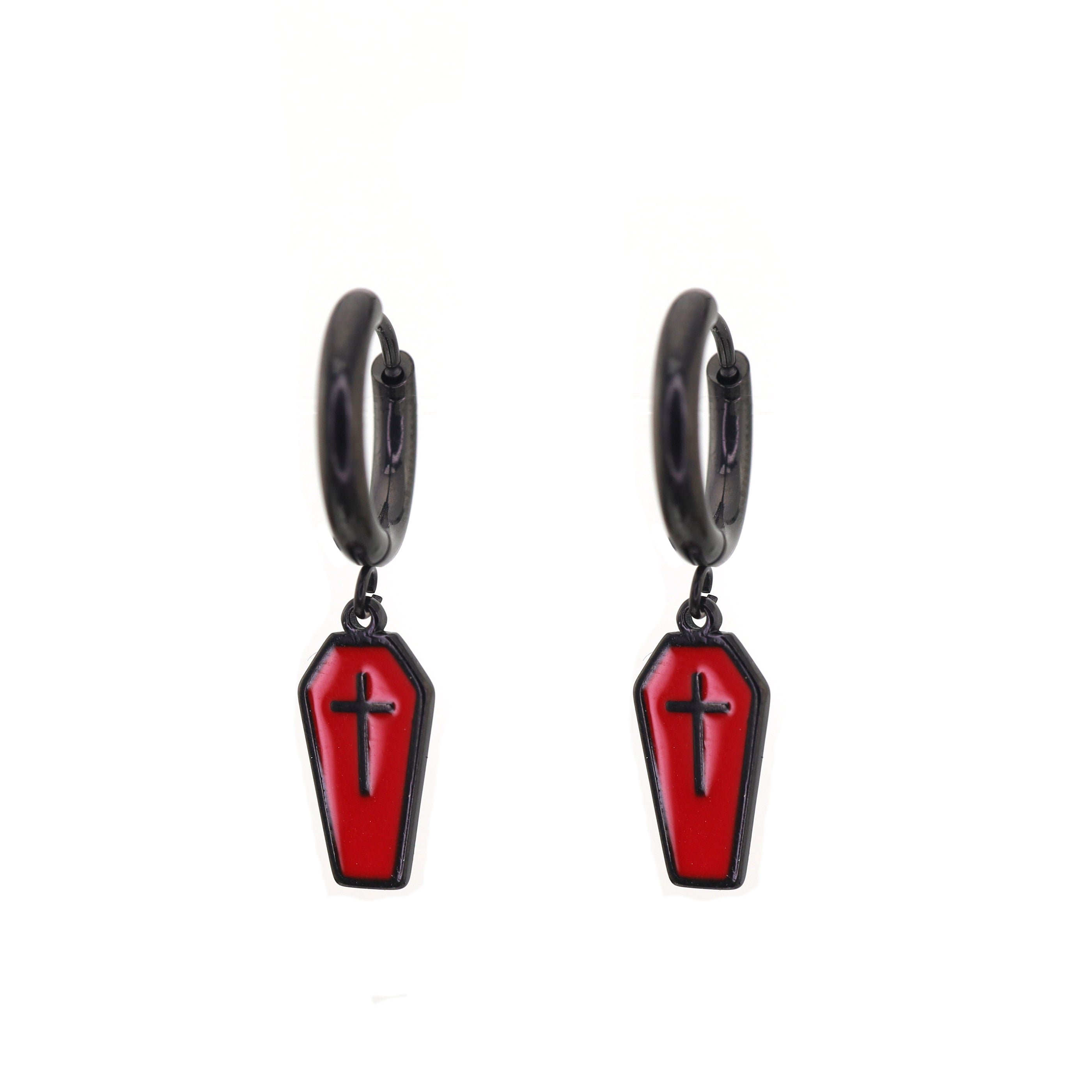 PAIR OF Coffin Cross stainless steel Earring
