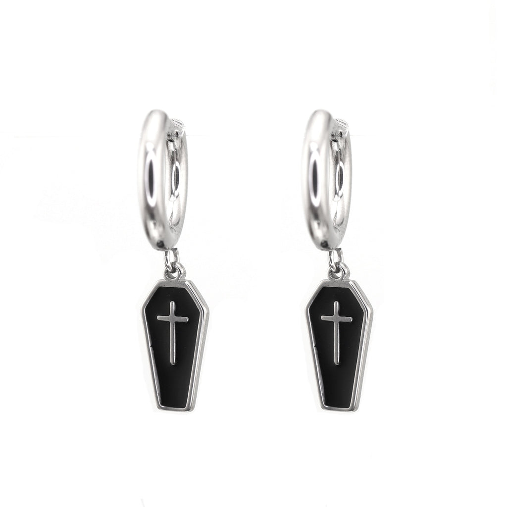 PAIR OF Coffin Cross stainless steel Earring