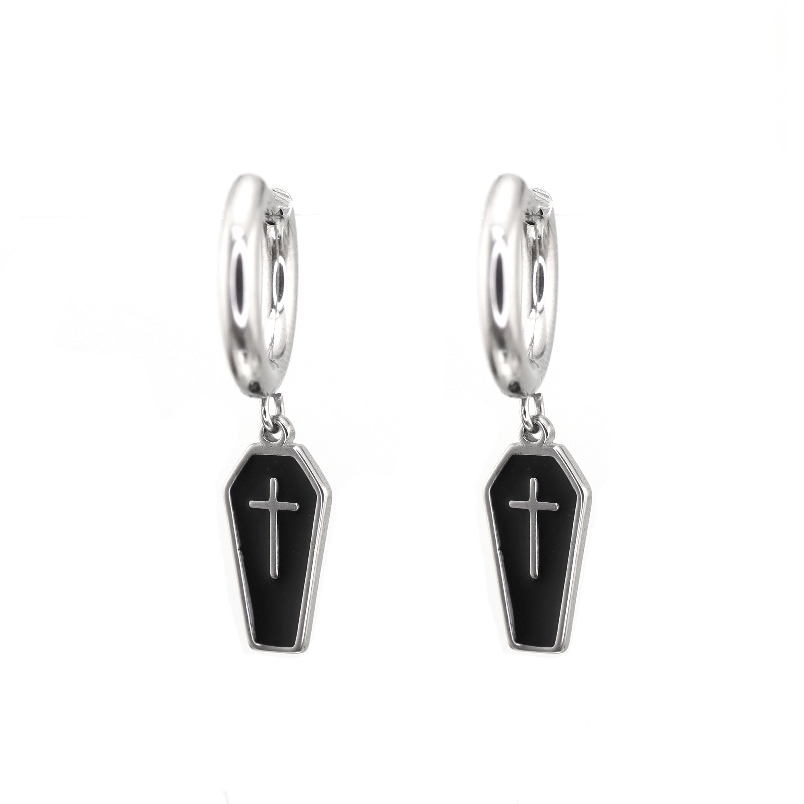 PAIR OF Coffin Cross stainless steel Earring