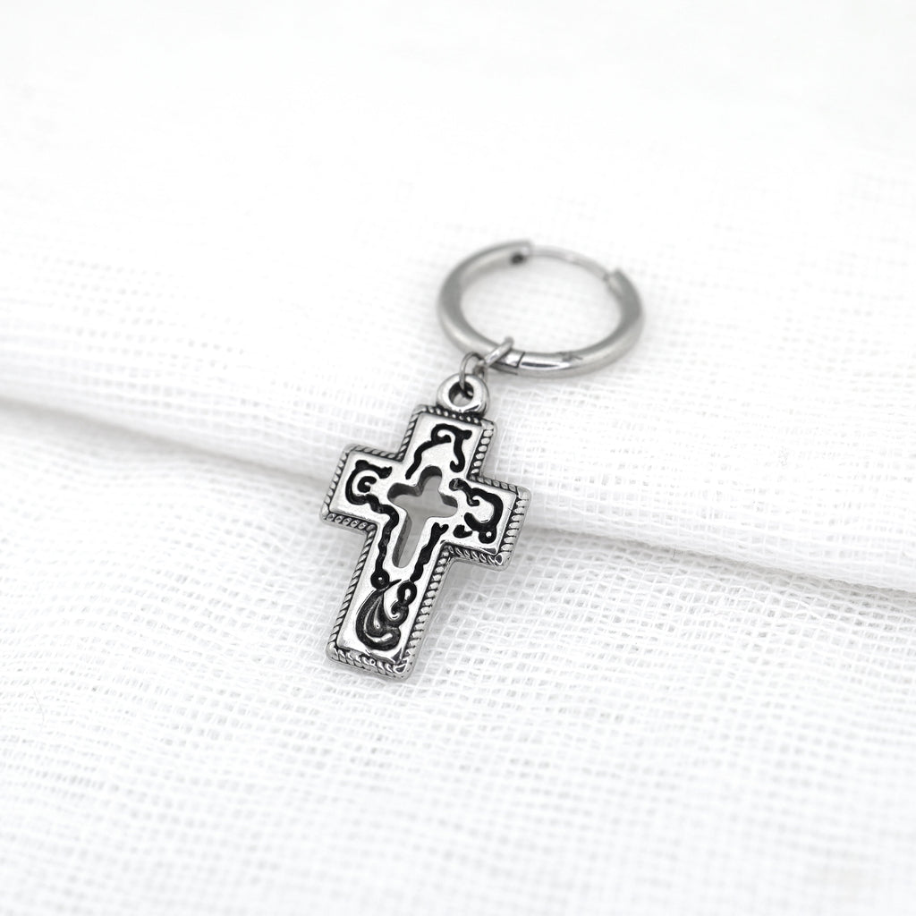 PAIR OF Openwork Gothic Cross stainl ess steel Earring