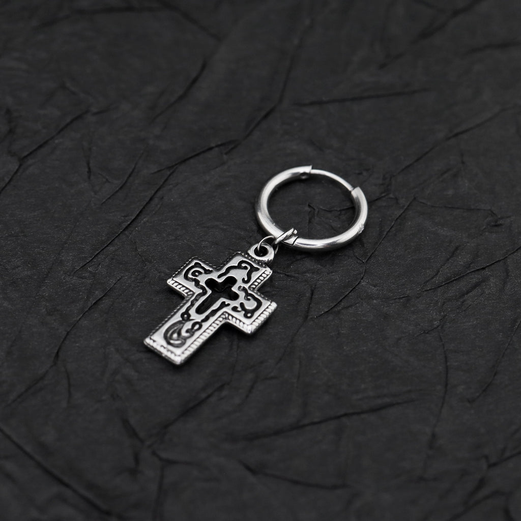 PAIR OF Openwork Gothic Cross stainl ess steel Earring