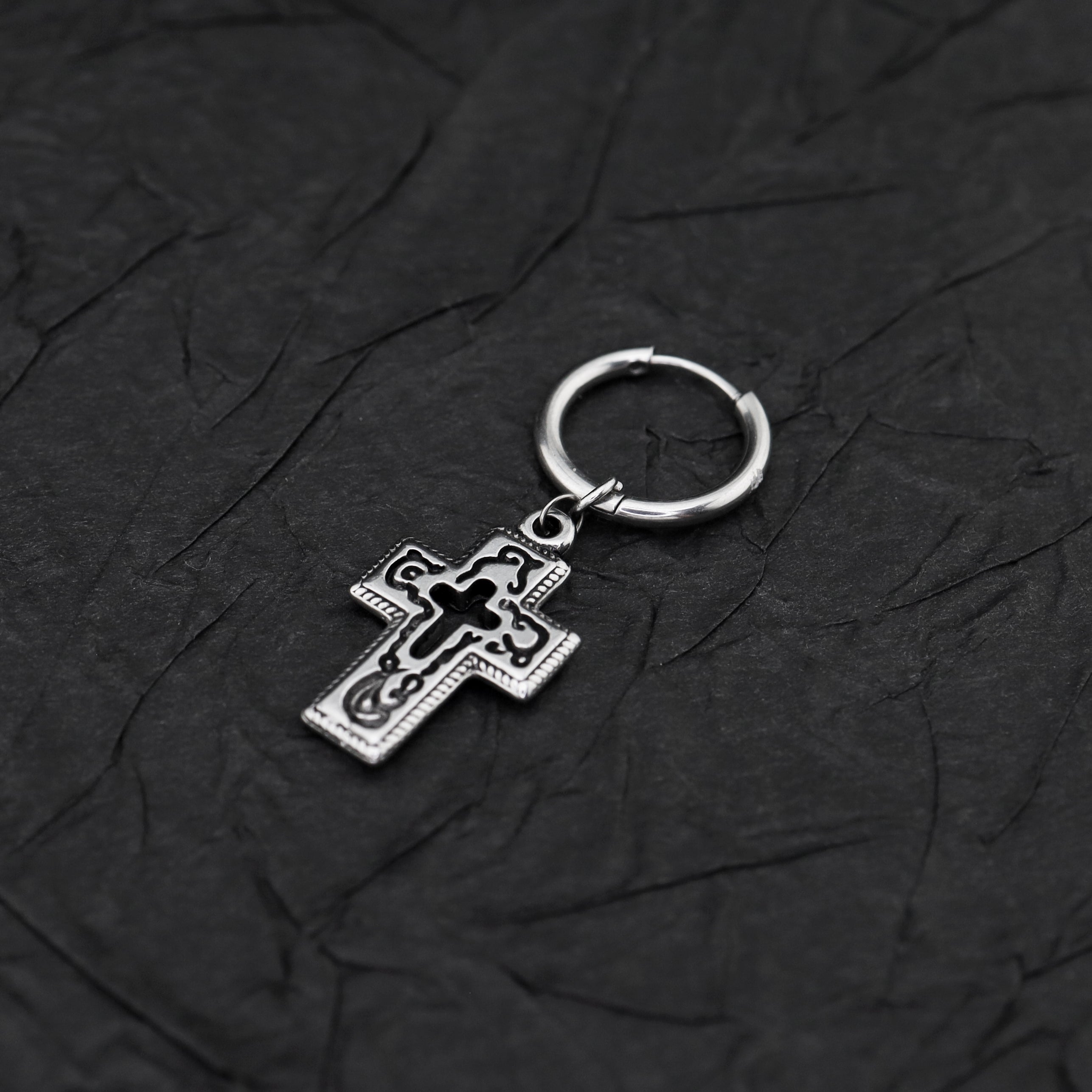 PAIR OF Openwork Gothic Cross stainl ess steel Earring