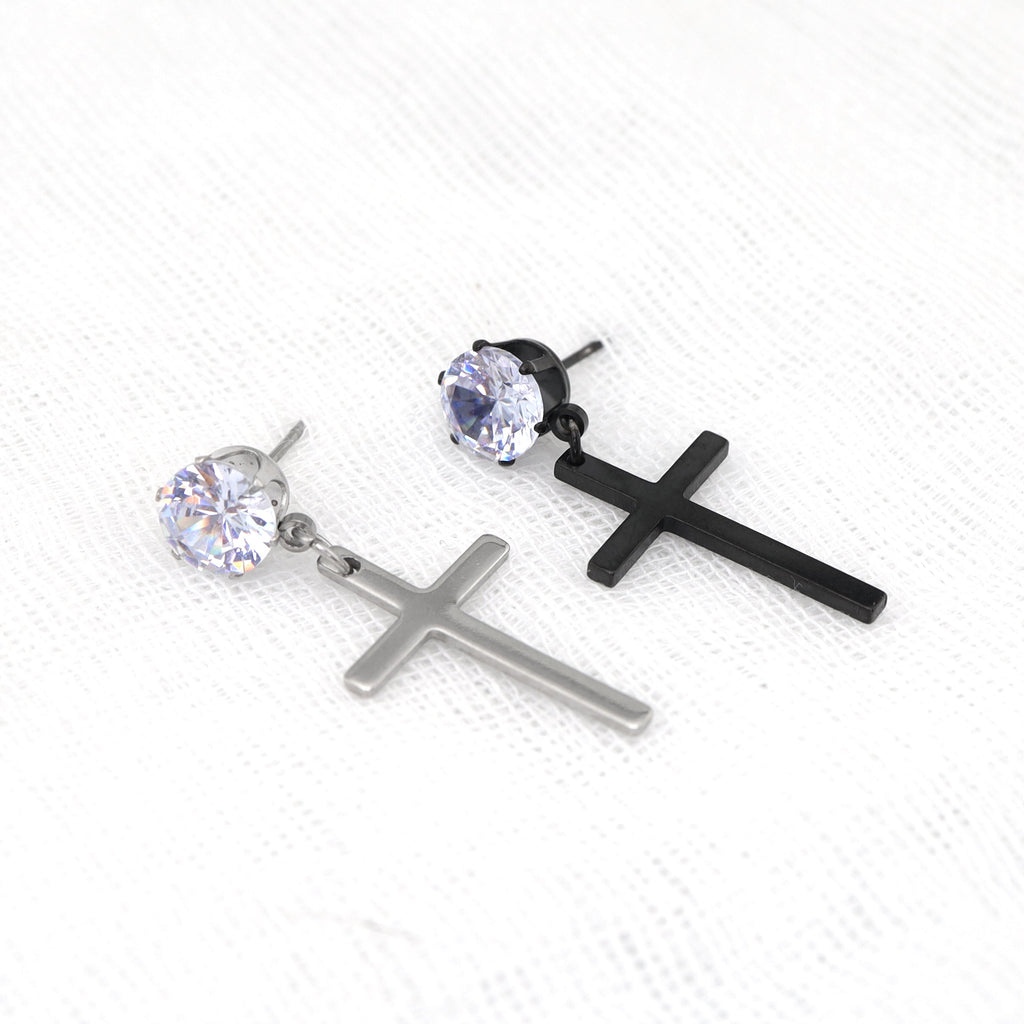 Cross CZ stainless steel Pendant Earring
