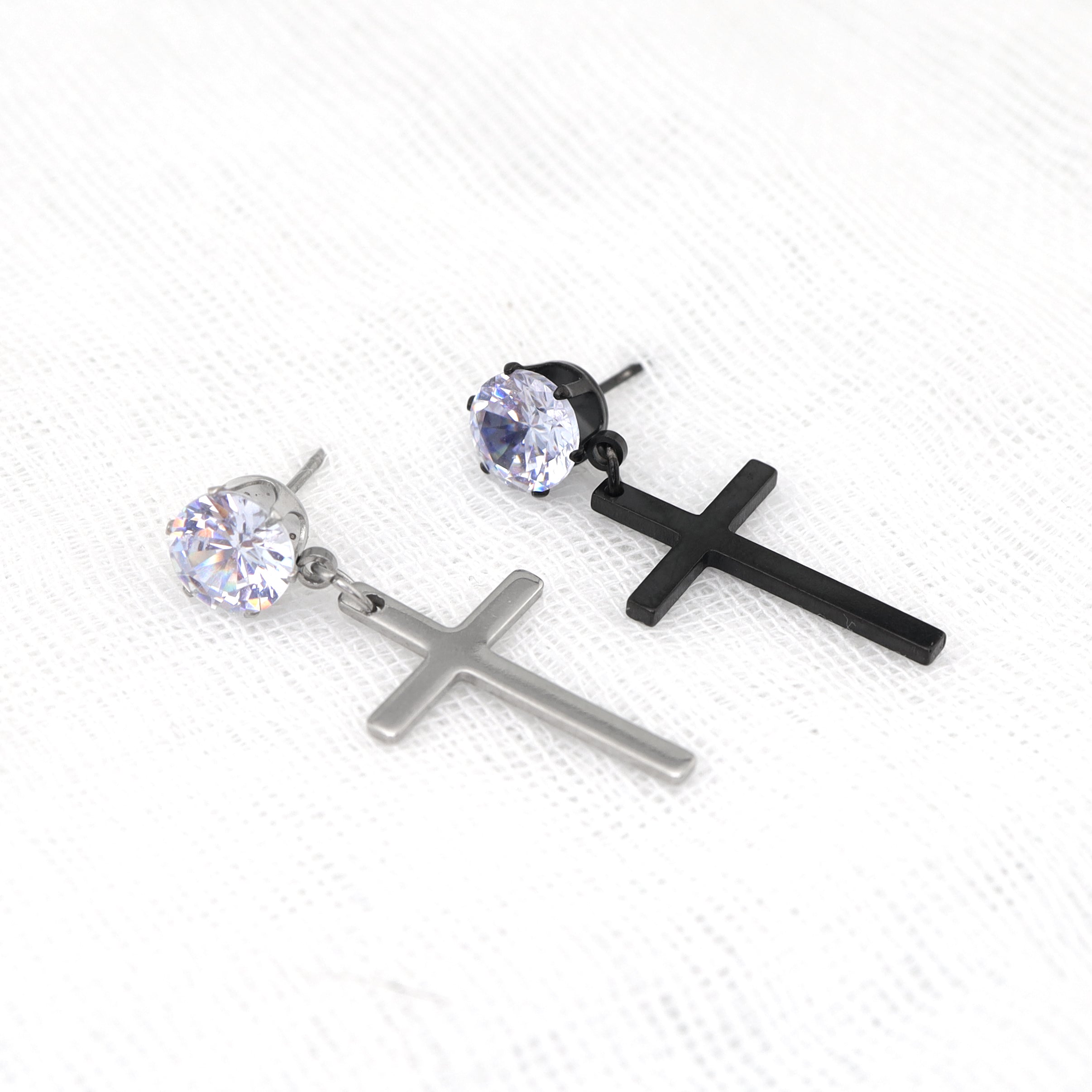 Cross CZ stainless steel Pendant Earring