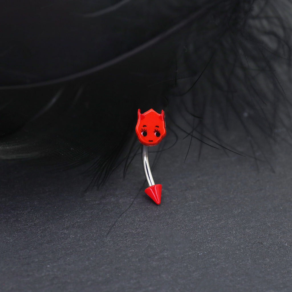 Red Demon stainless steel Rook Stud