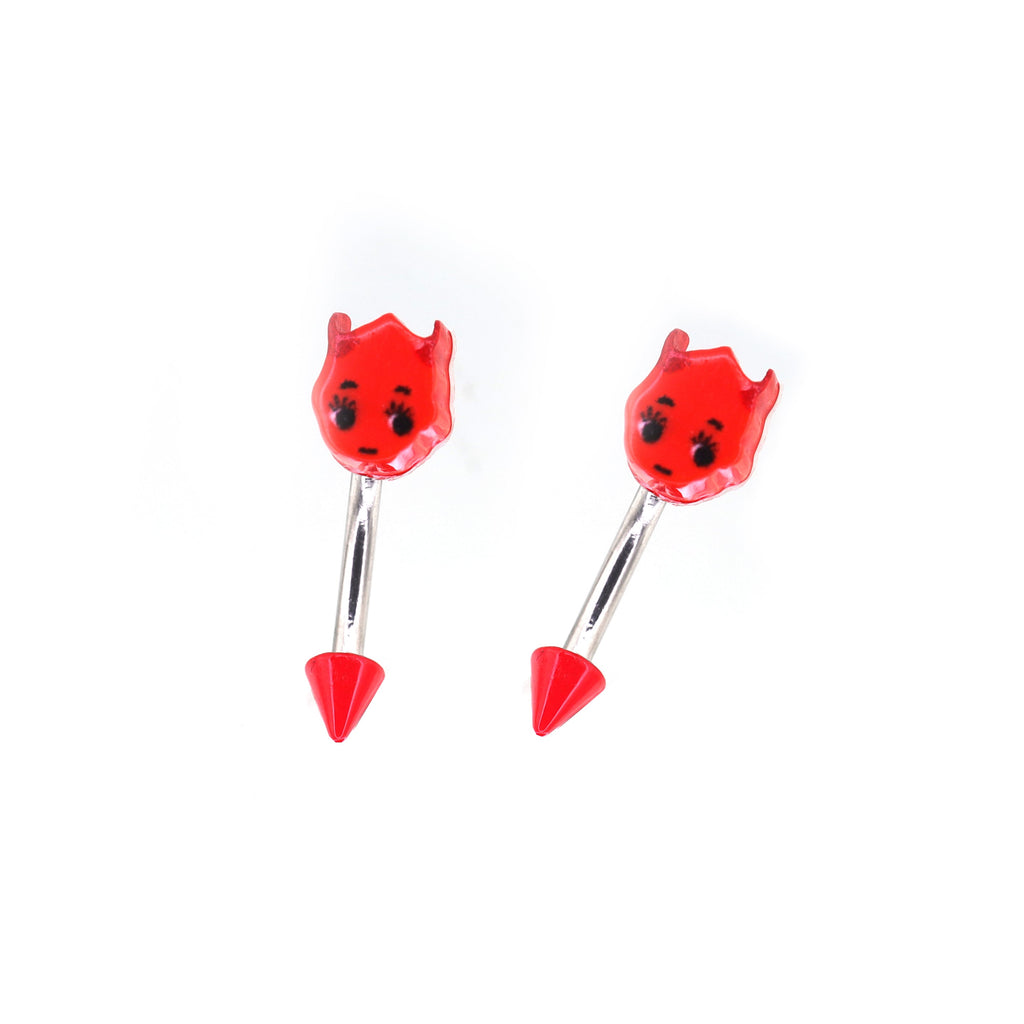 Red Demon stainless steel Rook Stud