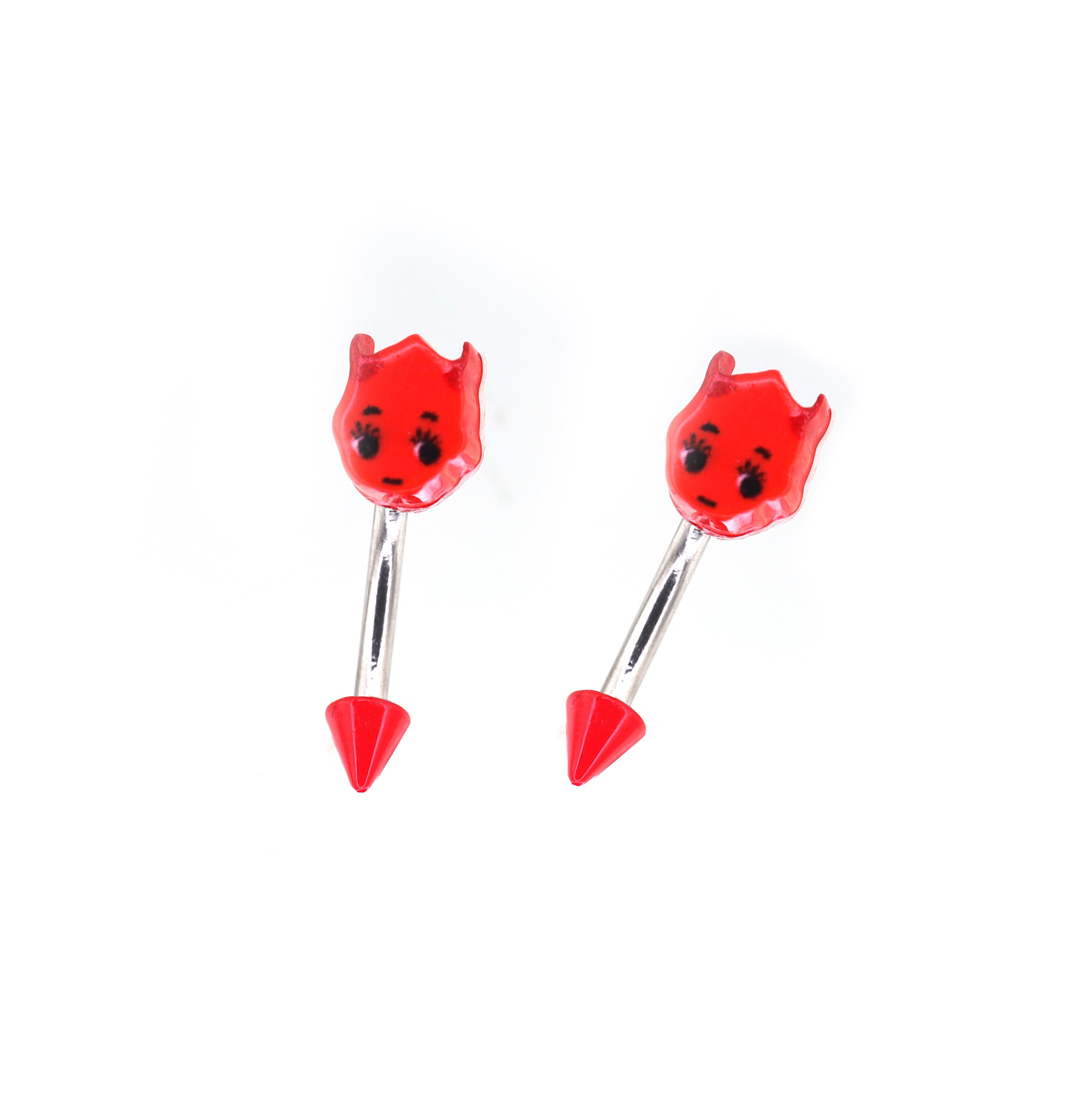 Red Demon stainless steel Rook Stud