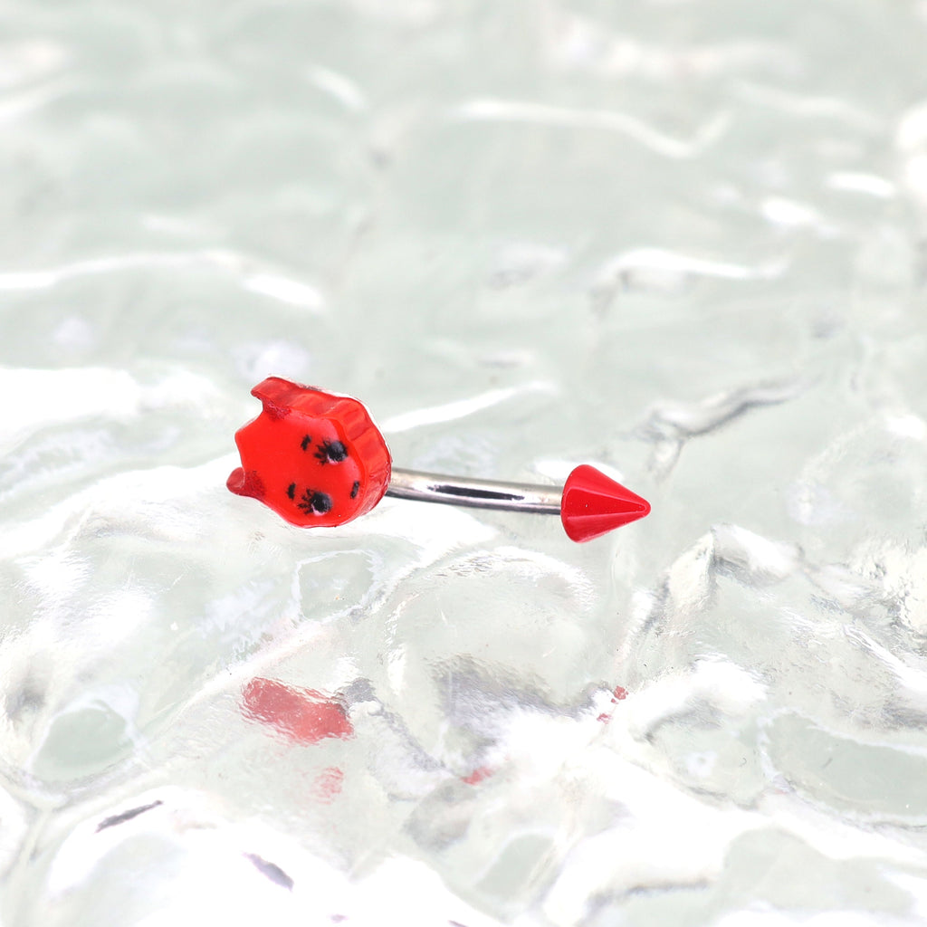 Red Demon stainless steel Rook Stud