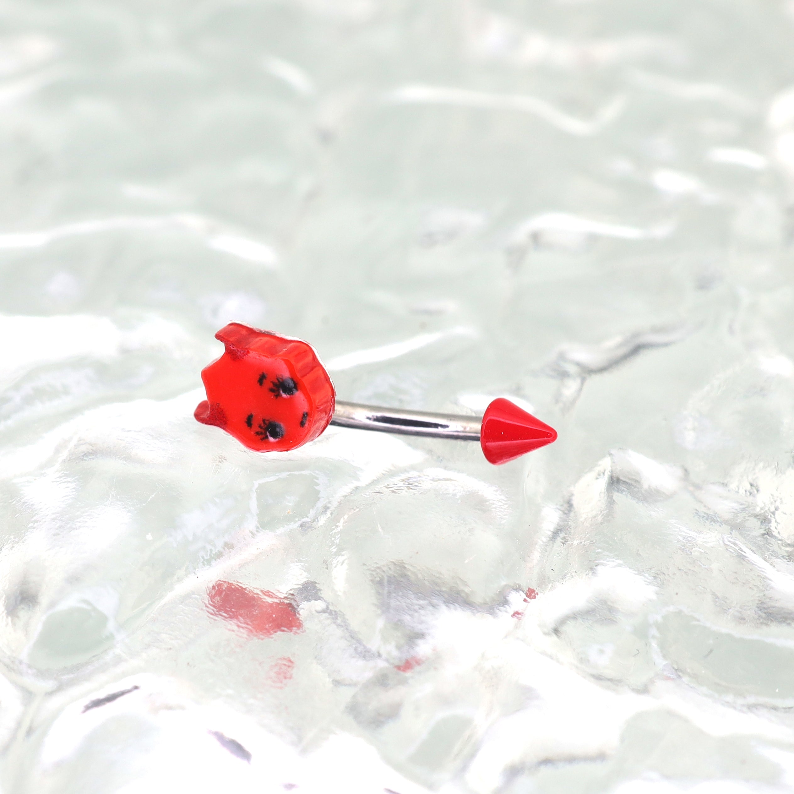 Red Demon stainless steel Rook Stud