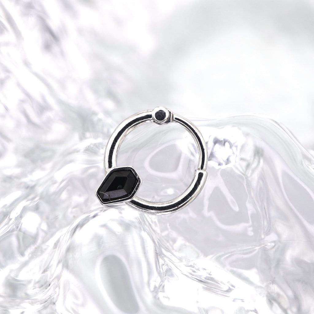 Black CZ Coffin Stainless Steel Clicker Ring