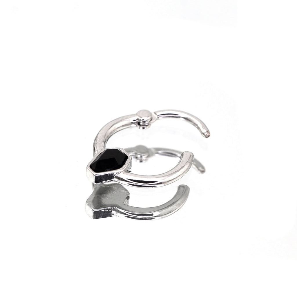 Black CZ Coffin Stainless Steel Clicker Ring