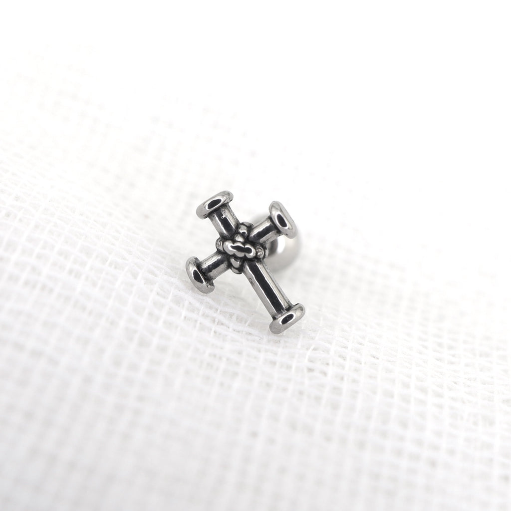 Bondage Cross Stainless Steel Ear Stud