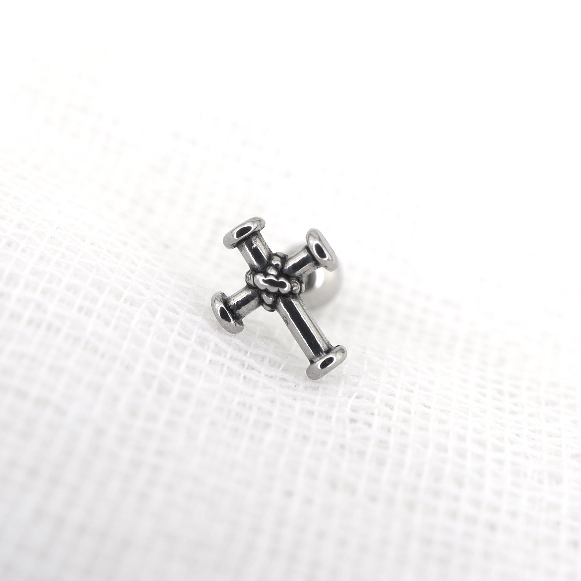Bondage Cross Stainless Steel Ear Stud