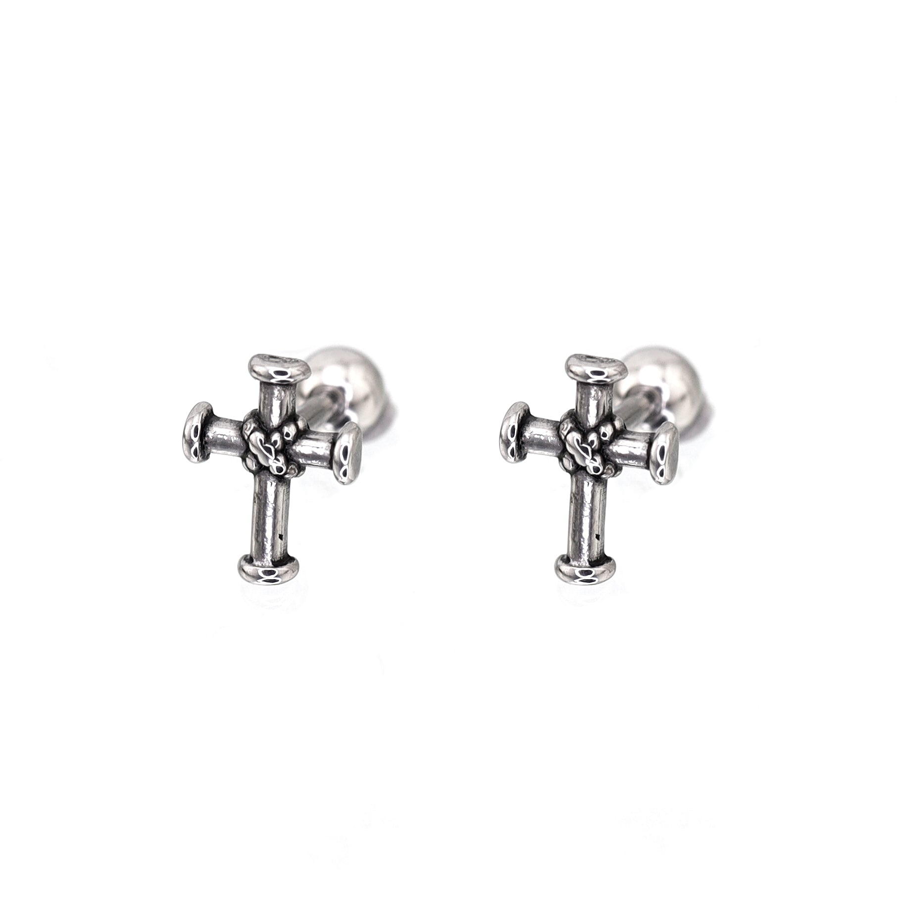 Bondage Cross Stainless Steel Ear Stud