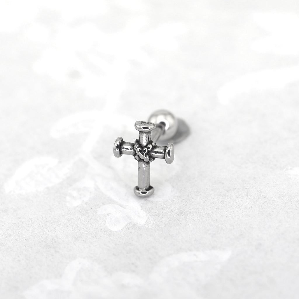 Bondage Cross Stainless Steel Ear Stud