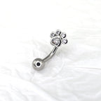 Cat Paw CZ Stainless Steel Navel Ring
