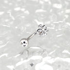 Cat Paw CZ Stainless Steel Navel Ring