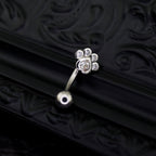 Cat Paw CZ Stainless Steel Navel Ring